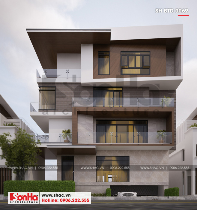 3 Thiết kế biệt thự hiện đại mặt tiền 15m tại thái bình sh btd 0069