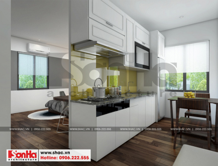 Mẫu thiết kế nội thất phòng bếp ăn hiện đại cho căn hộ cho thuê Hải Phòng 