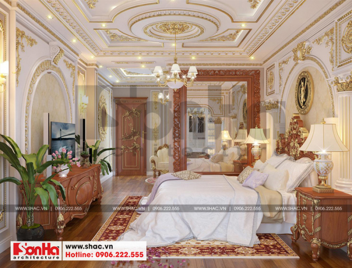 Mẫu phòng ngủ đẹp được thiết kế theo phong cách hoàng gia châu Âu cổ đển 