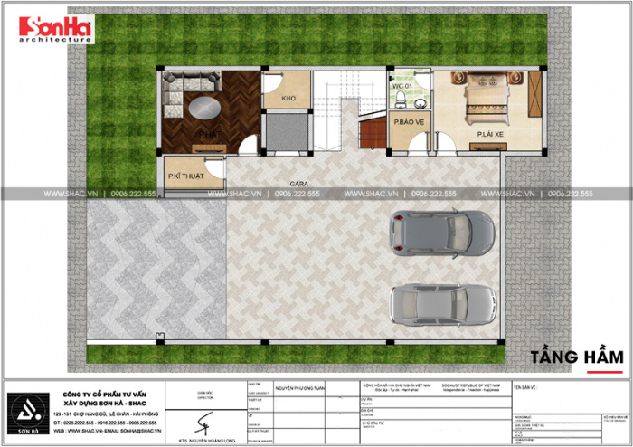 9 Mặt bằng công năng tầng hầm biệt thự hiện đại đẹp tại thái bình sh btd 0069