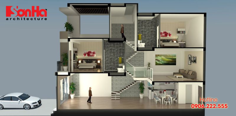 Mẫu thiết kế nhà phố lệch tầng 4x16m hiện đại | Xây dựng Taka - YouTube