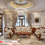 1 Thiết kế nội thất phòng khách tân cổ điển biệt thự đơn lập khu đô thị Senturia Vườn lài An Phú Đông sài gòn