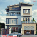 Mặt tiền hiện đại của biệt thự 3 tầng mái thái
