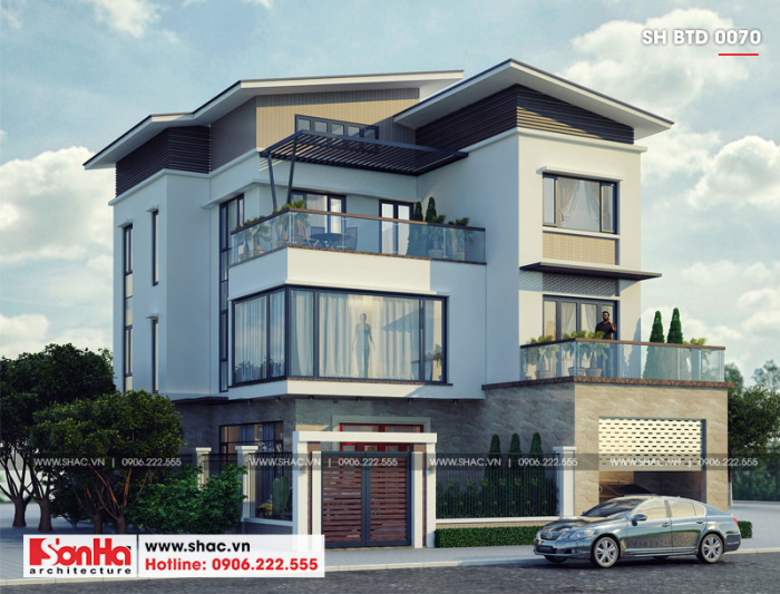 Biệt thự 3 tầng có gara ô tô và sân vườn