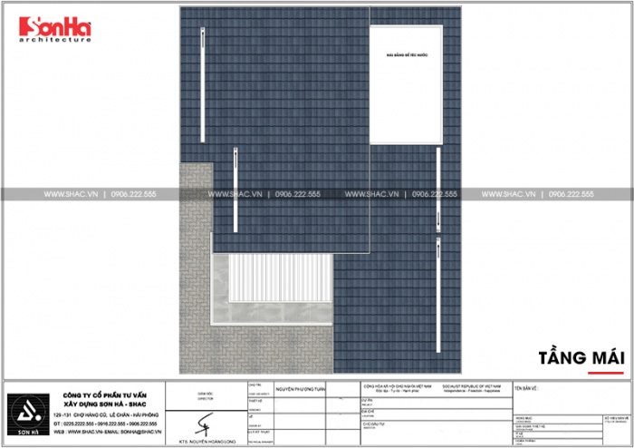 Bản vẽ mặt bằng công năng tầng mái