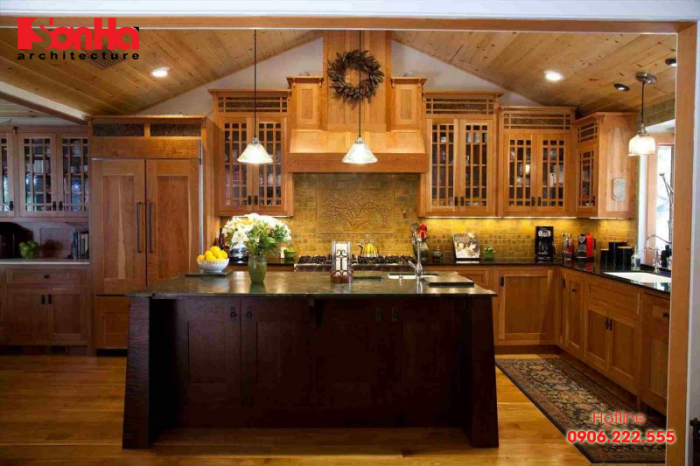 Gam màu đất được sử dụng phổ biến trong thiết kế nội thất bếp Craftsman 