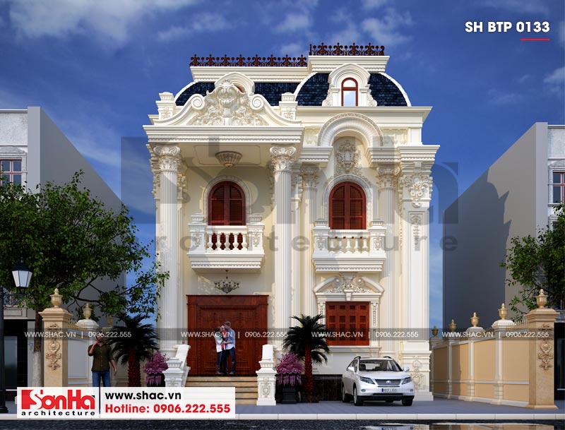 Giới thiệu mẫu thiết kế biệt thự 2 tầng rưỡi đẹp kiểu pháp 140m2 BT123079 -  Kiến trúc Angcovat