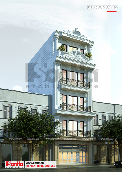 2 Mẫu thiết kế nhà ống pháp 5 tầng tại hải phòng sh nop 0185