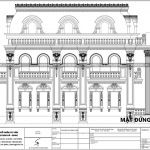 Mặt đứng trục 5 1 biệt thự pháp 2 tầng