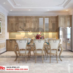 7 Thiết kế nội thất phòng bếp ăn nhà ống tân cổ điển mặt tiền 7m tại phú thọ sh nop 0184