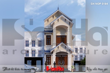 BÌA thiết kế nhà ống tân cổ điển 2 tầng mặt tiền 7m tại phú thọ sh nop 0184