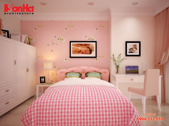 Mẫu thiết kế phòng ngủ bé gái ấn tượng với màu sắc sinh động và bố trí gọn gàng 