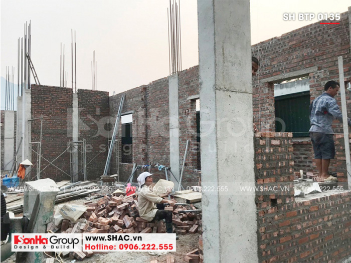 2 Ảnh thi công biệt thự tân cổ điển 3 tầng tại hòa bình sh btp 0135