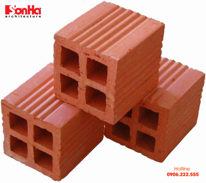 Gạch đỏ rổng 4 lỗ có kích thước phổ biến là 190x80x80mm, thường xây tường dày 100mm 