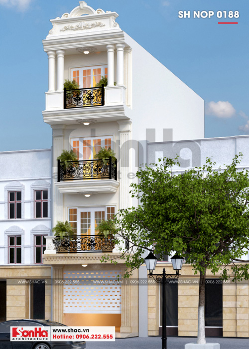 2 Mẫu nhà ống tân cổ điển 4 tầng tại hải phòng sh nop 0188