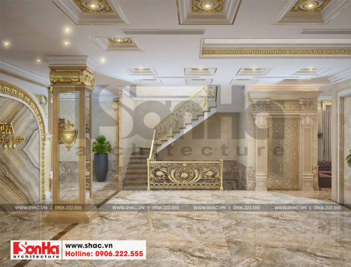 4 Thiết kế nội thất sảnh thang khách sạn 6 tầng tại bắc ninh