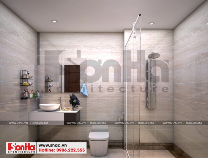 Thiết kế phòng tắm và vệ sinh với gam màu ấn tượng và nội thất cao cấp 