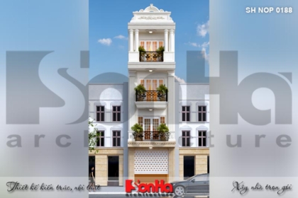 BÌA thiết kế nhà ống tân cổ điển 4 tầng mặt tiền 4,3m tại hải phòng sh nop 0188