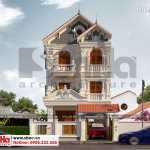 Mặt tiền biệt thự pháp rộng 9m cao 3 tầng đẹp