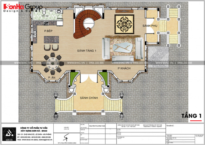 Thiết kế biệt thự lâu đài diện tích 165m 4 tầng 1 hầm 1 tum tại Hà Nội – SH BTLD 0039 12 Bản vẽ mặt bằng công năng tầng 1 biệt thự lâu đài châu Âu tại Hà Nội