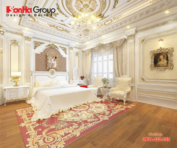 Phòng ngủ master tân cổ điển phù hợp với những ai yêu thích vẻ đẹp mềm mại 