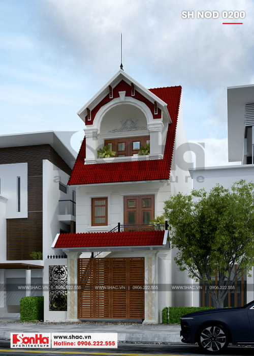 1 Thiết kế nhà ống mái thái kiểu hiện đại đẹp tại hải phòng sh nod 0200