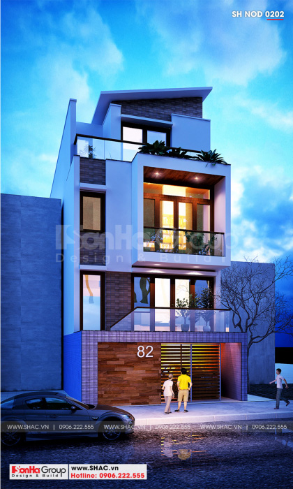 2 Mẫu nhà ống hiện đại 4 tầng tại hà nội sh nod 0202