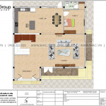 20 Mặt bằng tầng 1 biệt thự hiện đại mặt tiền 12,3m tại hải phòng sh btd 0075