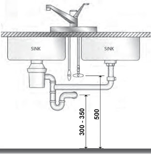 chiều cao ống nước chờ lắp vòi nước chờ bồn rửa chén
