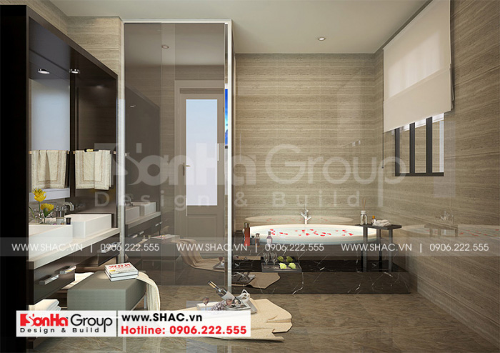 Thiết kế nội thất biệt thự có tầng hầm tại Waterfont City 55 Cách trang trí phòng tắm và vệ sinh thể hiện tư duy sáng tạo năng động