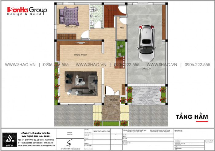 Thiết kế nội thất biệt thự có tầng hầm tại Waterfont City 39 Bản vẽ mặt bằng tầng bán hầm của biệt thự hiện đại tại Waterfont City