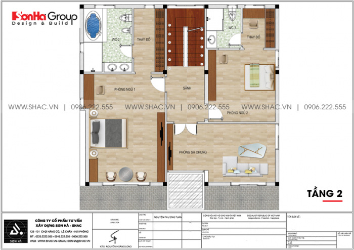 Thiết kế nội thất biệt thự có tầng hầm tại Waterfont City 41 Bản vẽ mặt bằng tầng 2 của biệt thự hiện đại tại Waterfont City Hải Phòng