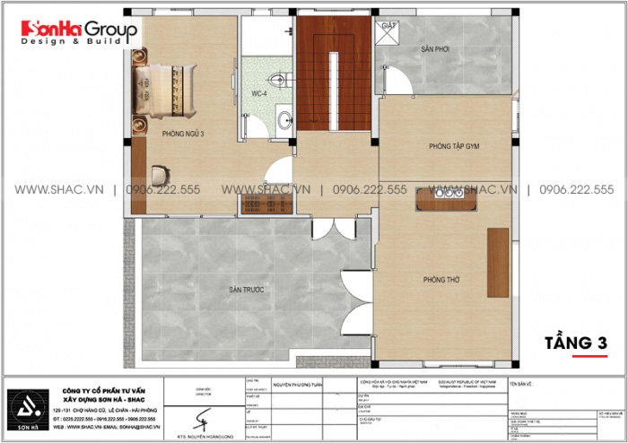 Thiết kế nội thất biệt thự có tầng hầm tại Waterfont City 42 Bản vẽ mặt bằng tầng 3 của biệt thự hiện đại tại Waterfont City Hải Phòng