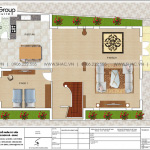 2 Mặt bằng tầng 1 biệt thự tân cổ điển 2 tầng tại thái bình sh btp 0141