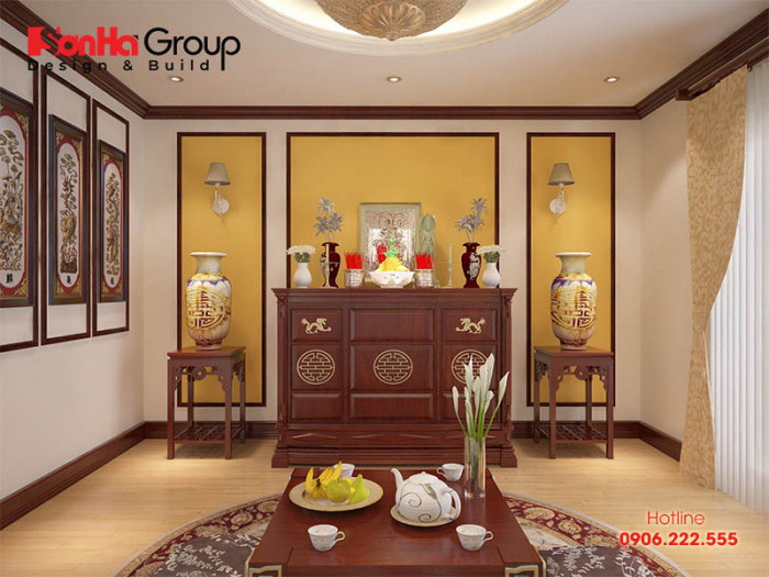 Mẫu bàn thờ đẹp cho gia chủ tuổi Thân   mẫu 1