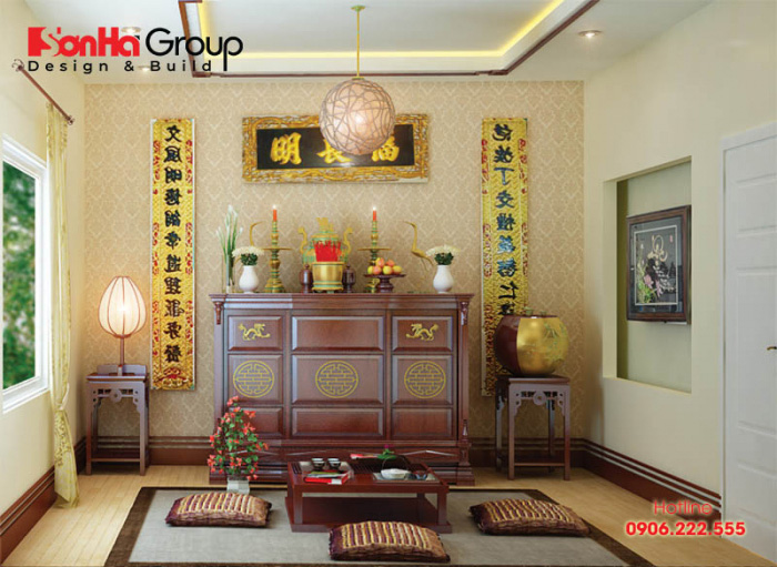 Mẫu bàn thờ đẹp cho gia chủ tuổi Thân   mẫu 4