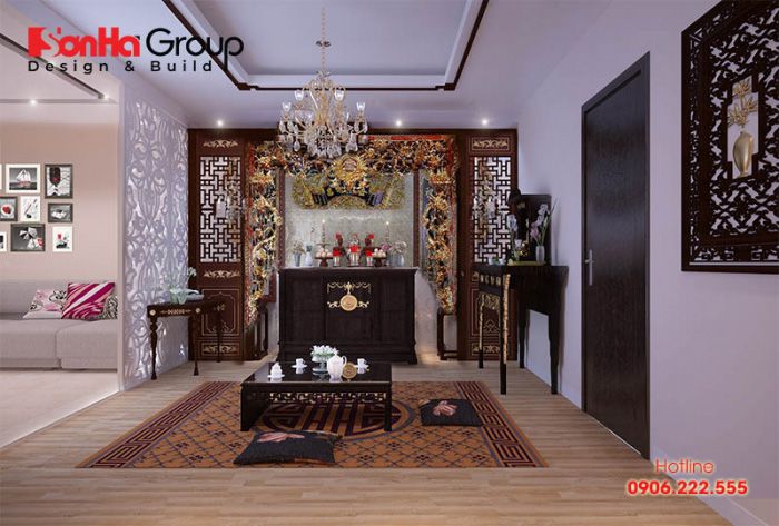 Mẫu bàn thờ đẹp cho gia chủ tuổi Thân   mẫu 6