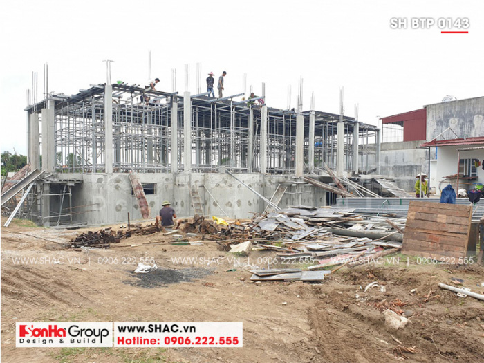 1 Ảnh thực tế thi công biệt thự mái thái tại hải phòng sh btp 0143