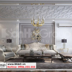 1 Thiết kế nội thất phòng khách kiểu tân cổ điển tại hải phòng