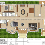 3 Mặt bằng tầng 1 biệt thự mái thái kiểu tân cổ điển tại vĩnh long sh btp 0145