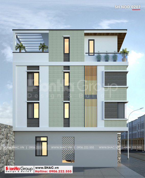 3 Phối cảnh nhà ống hiện đại mặt tiền 4m tại hải phòng sh nod 0207