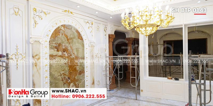 4 Ảnh thi công nội thất biệt thự 1 tầng kiểu tân cổ điển tại hải phòng sh btp 0143