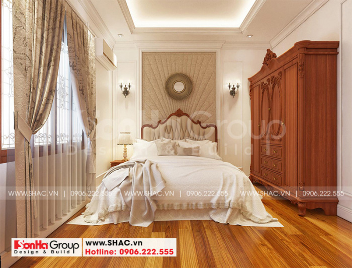 Căn phòng ngủ đơn giản, trang nhã mà không kém phần ấm cúng, tiện nghi như sở thích chủ nhân đưa ra 