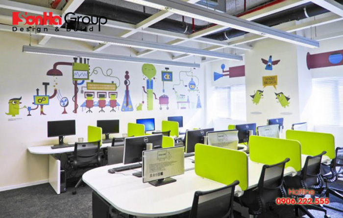 Không gian văn phòng làm việc hiện đại phù hợp với công ty, doanh nghiệp nhỏ được bày trí rất chuyên nghiệp 