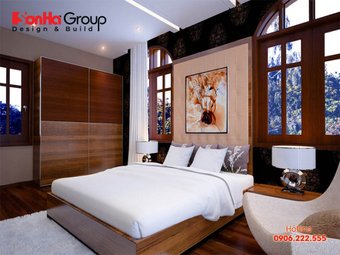 Mẫu phòng ngủ hiện đại sử dụng giường gỗ công nghiệp đẹp có độ bền ca 