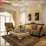 Phong cách trang trí  phòng khách tân cổ điển đơn giản nhẹ nhàng mà vô cùng ấm cúng với sắc màu nổi bật