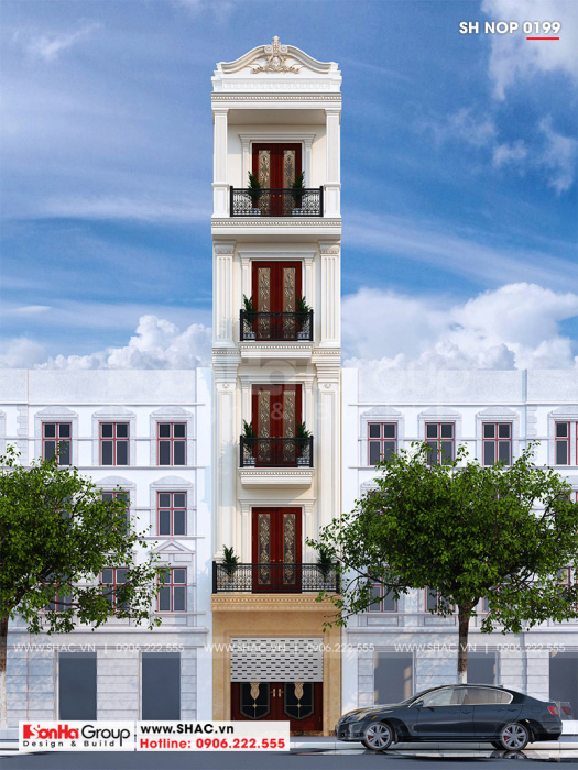 2 Mẫu nhà ống tân cổ điển 5 tầng tại hà nội sh nop 0199