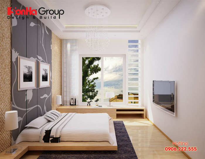 Không gian phòng ngủ đẹp và tiện nghi với lối trang trí đơn giản, nhưng vô cùng tiện nghi với màu sắc nhẹ nhàng 
