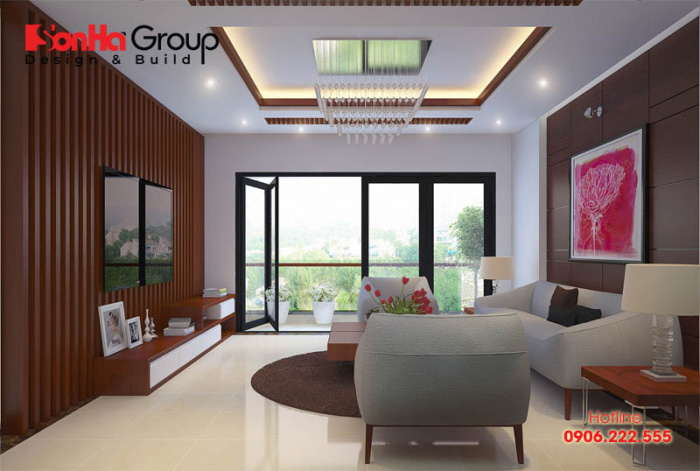 Phòng khách hiện đại với thiết kế mở tận dụng tối đa nguồn ánh sáng tự nhiên 