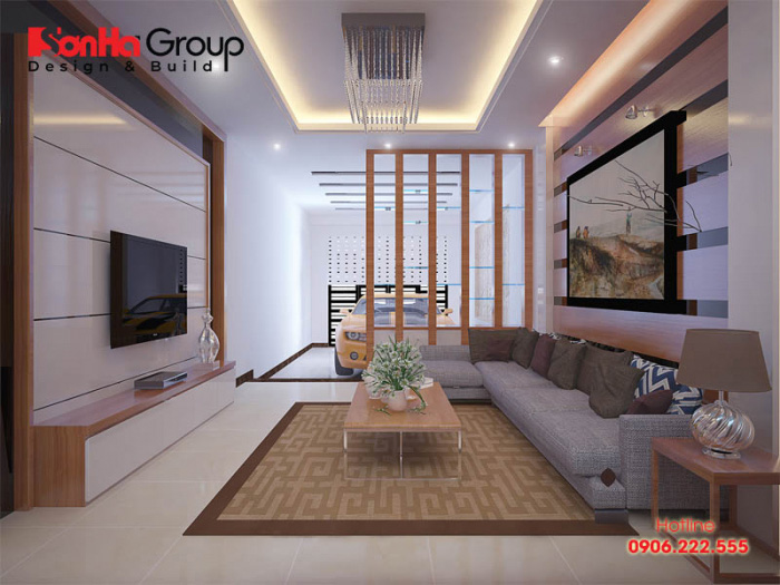 Thiết kế nội thất phòng khách mang phong cách hiện đại đơn giản mà đẹp và sang 